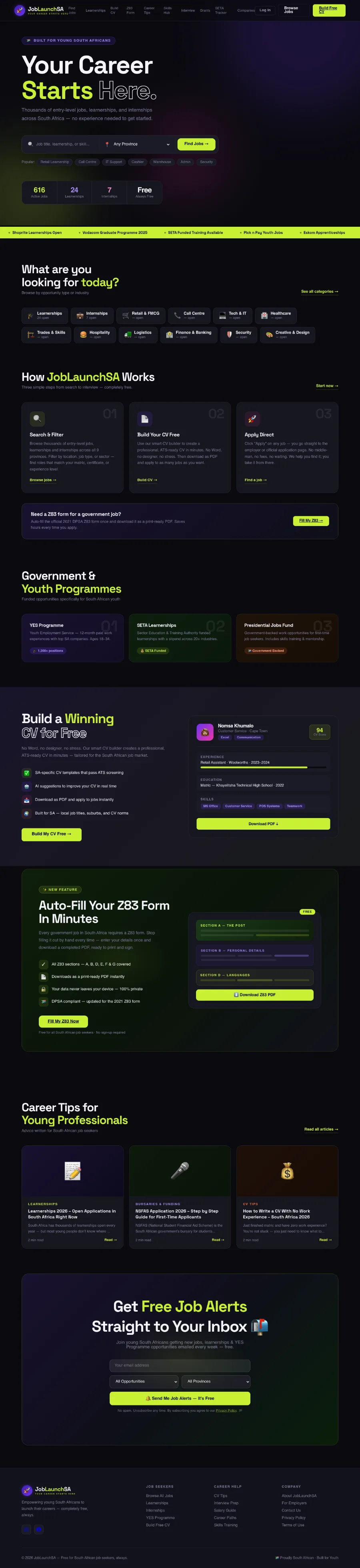 JobLaunchSA website preview