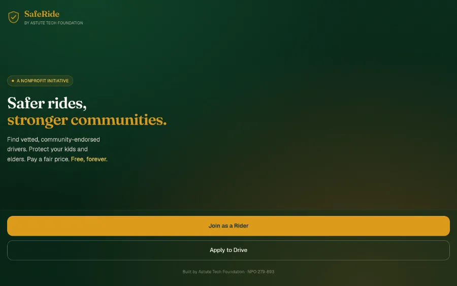 SafeRide website preview
